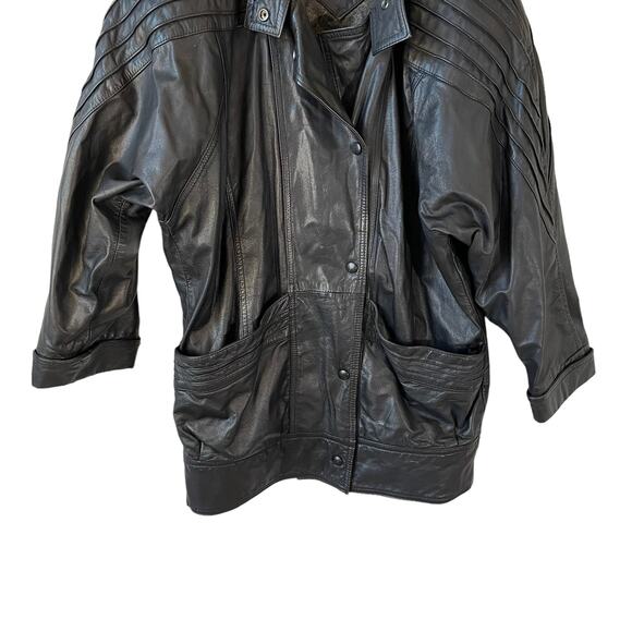 Vintage 90s AVANTI Women's Genuine Leather Jacket Black Small Motorcycle Biker - Picture 4 of 8